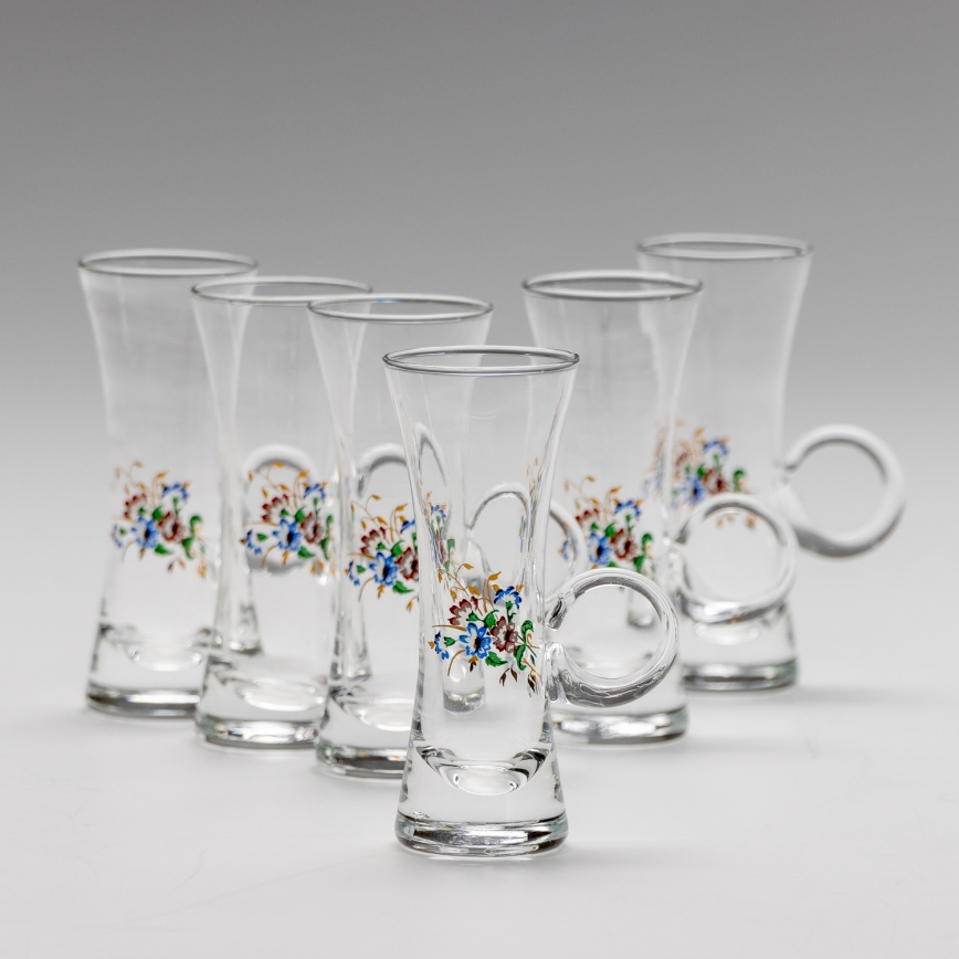 Conjunto 6x copo de licor com pega transparente e padrão de bouquet no. 2