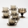 Conjunto 6x copo de vidro com pires e 1x açucareiro fumado