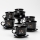 Conjunto 6x copo de vidro com pires e 1x açucareiro preto buquê no. 1