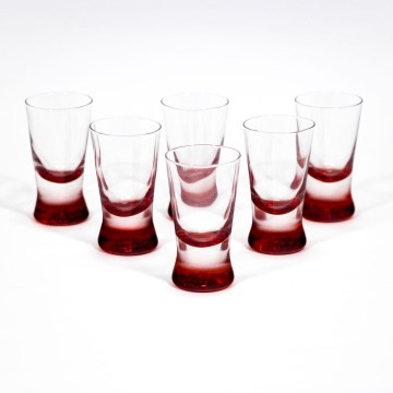 Conjunto 6x copo para shots 25 ml transparente vermelho