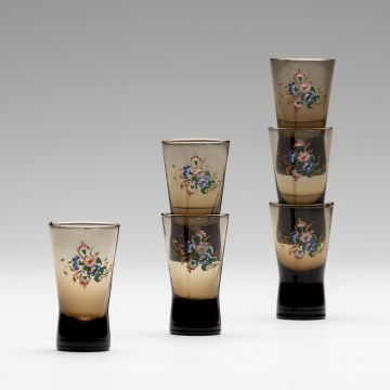Conjunto 6x copo para shots fumado com um motivo de bouquet no. 2