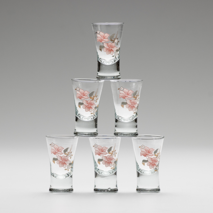 Conjunto 6x copos de licor com padrão de bouquet no. 2