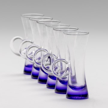 Conjunto 6x copos de licor com pega roxo