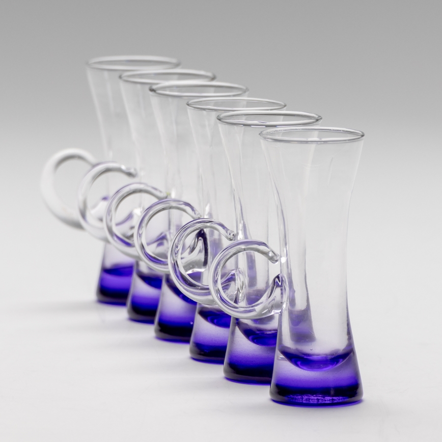 Conjunto 6x copos de licor com pega roxo