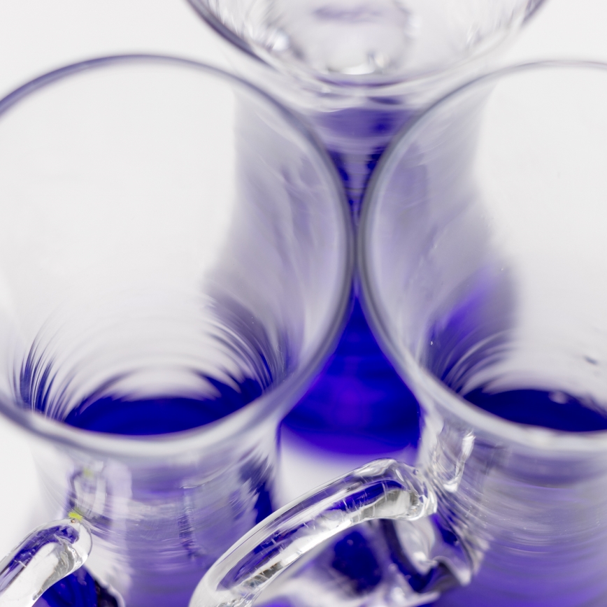 Conjunto 6x copos de licor com pega roxo