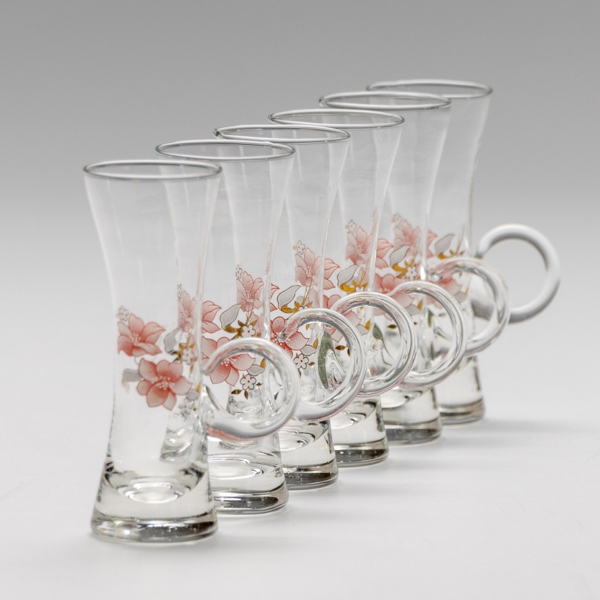 Conjunto 6x copos de licor com pega transparente e padrão de bouquet no. 4