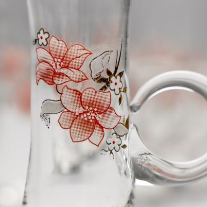 Conjunto 6x copos de licor com pega transparente e padrão de bouquet no. 4