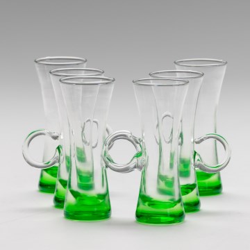 Conjunto 6x copos de licor com pega verde