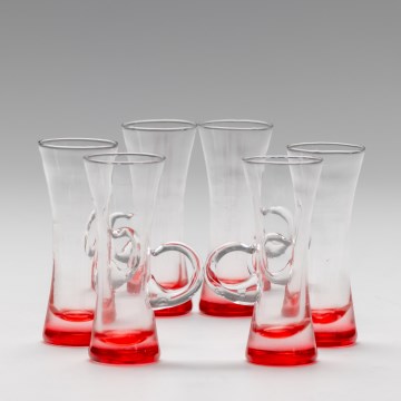 Conjunto 6x copos de licor com pega vermelho