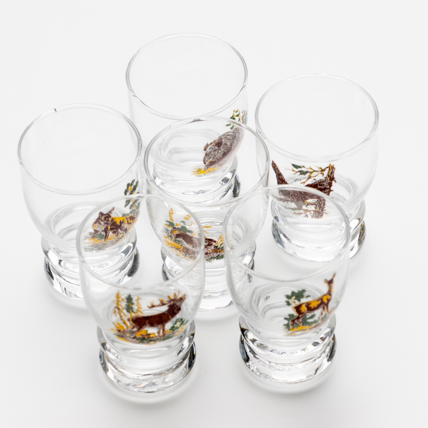 Conjunto 6x copo de licor transparente - padrão de caça