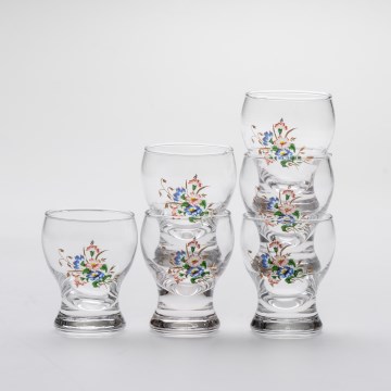 Conjunto 6x copos de licor transparente - padrão floral n.º 3