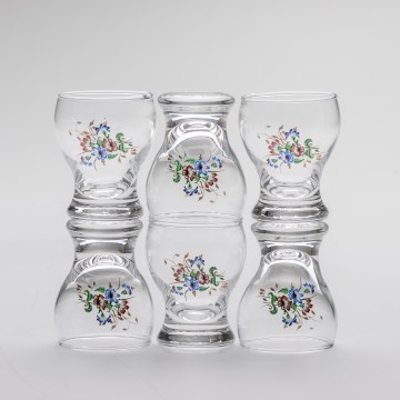 Conjunto 6x copos de licor transparente - padrão floral no. 4