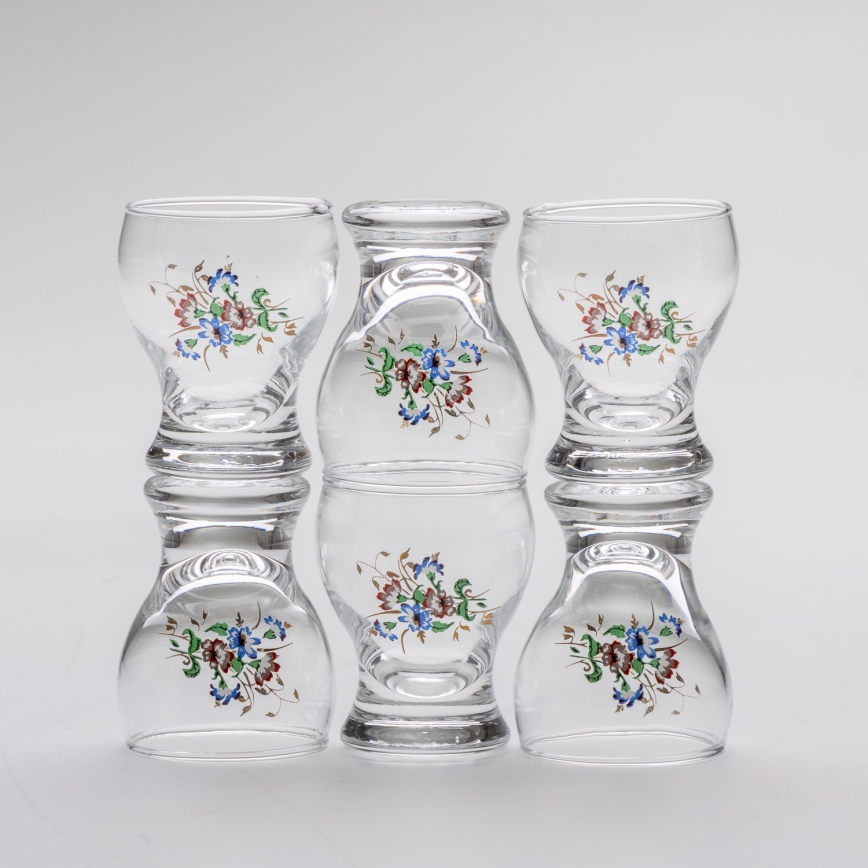 Conjunto 6x copos de licor transparente - padrão floral no. 4