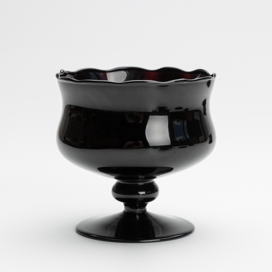 Conjunto 6x copo de vidro com pires e 1x açucareiro preto buquê no. 1