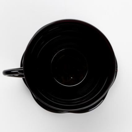 Conjunto 6x copo de vidro com pires e 1x açucareiro preto buquê no. 3