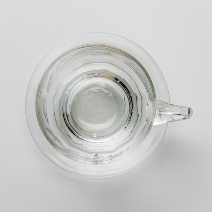 Conjunto 6x copos de vidro com pires transparente buquê no. 8
