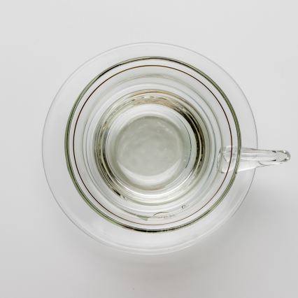Conjunto 6x copos de vidro com pires transparente buquê no. 9