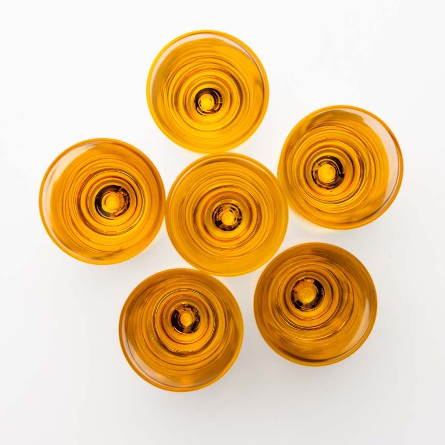 Conjunto 6x copos para shots 25 mm transparente amarelo