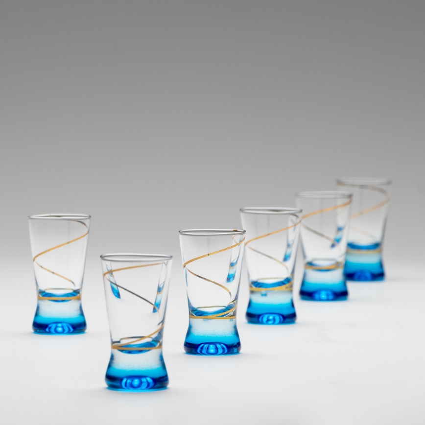 Conjunto 6x copos para shots 25 mm transparente azul