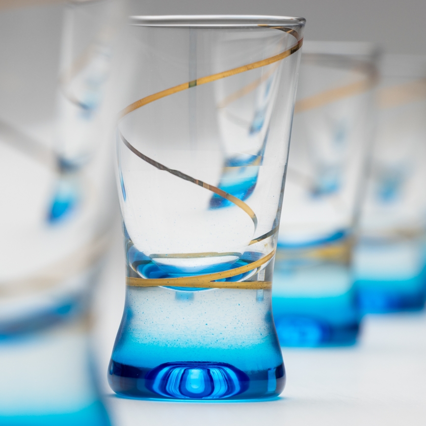 Conjunto 6x copos para shots 25 mm transparente azul