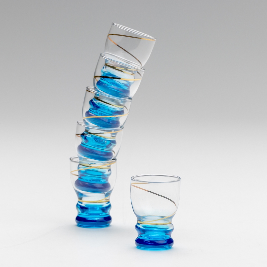 Conjunto 6x copos para shots transparente azul