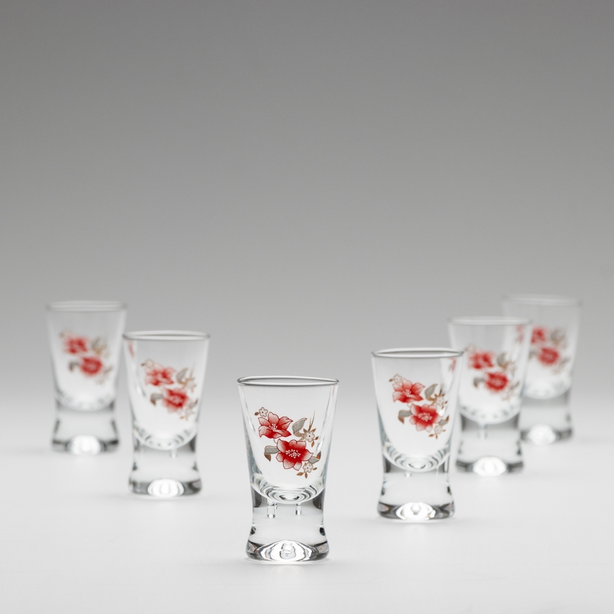 Conjunto 6x copos para shots transparente com padrão de bouquet no. 2