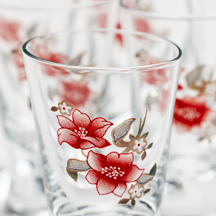 Conjunto 6x copos para shots transparente com padrão de bouquet no. 2