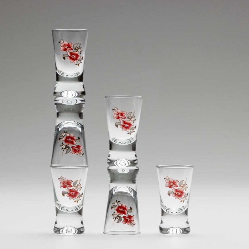 Conjunto 6x copos para shots transparente com padrão de bouquet no. 2