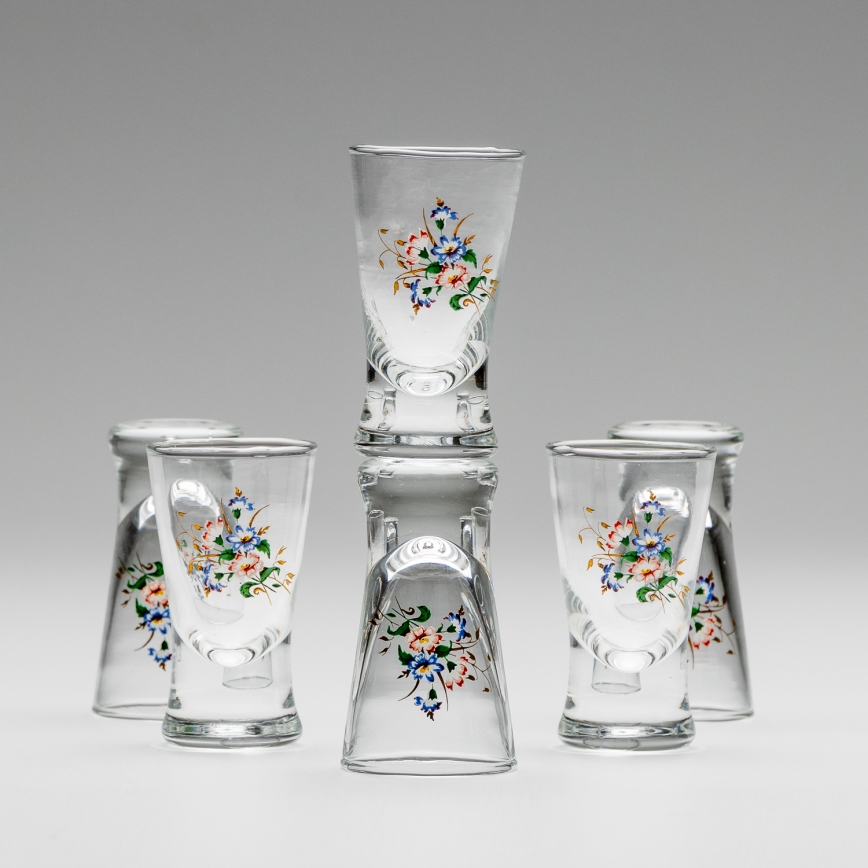 Conjunto 6x copos para shots transparente com padrão de bouquet no. 3