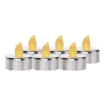 CONJUNTO 6x Decorações de Natal LED 6xLED/6xCR2032 cromado brilhante
