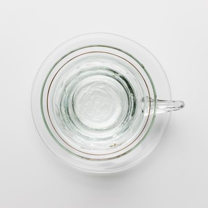 Conjunto de 6 x taza de vidrio con platillo, ramo transparente n.º 4
