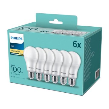 CONJUNTO 6xLâmpada LED Philips A60 E27/13W/230V 2700K