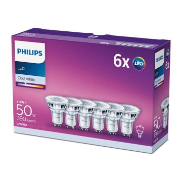 CONJUNTO 6xLâmpada LED Philips GU10/4,6W/230V 4000K