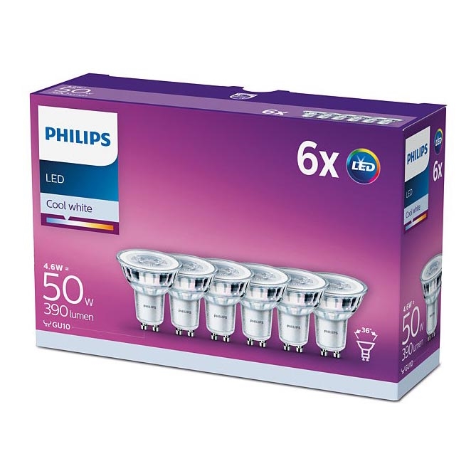 CONJUNTO 6xLâmpada LED Philips GU10/4,6W/230V 4000K