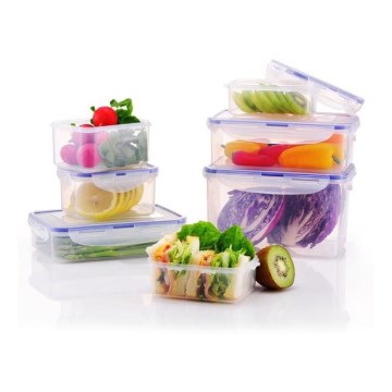 CONJUNTO 7x Recipiente para alimentos LOCK azul/transparente