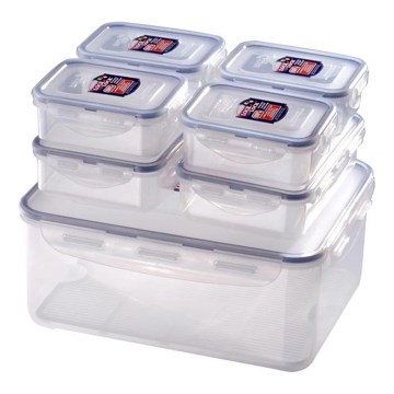 CONJUNTO 7x Recipientes para alimentos LOCK azul/transparente