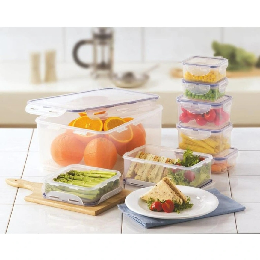 CONJUNTO 7x Recipientes para alimentos LOCK azul/transparente