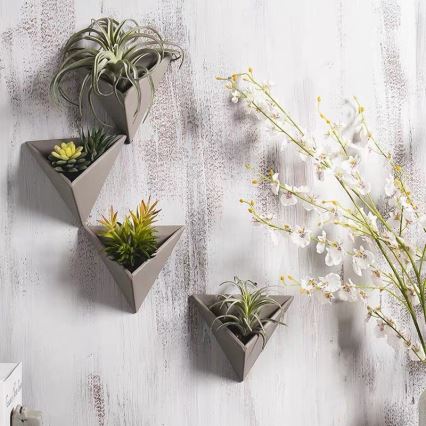 CONJUNTO 7x Vaso de parede para flores HEIDY cinzento
