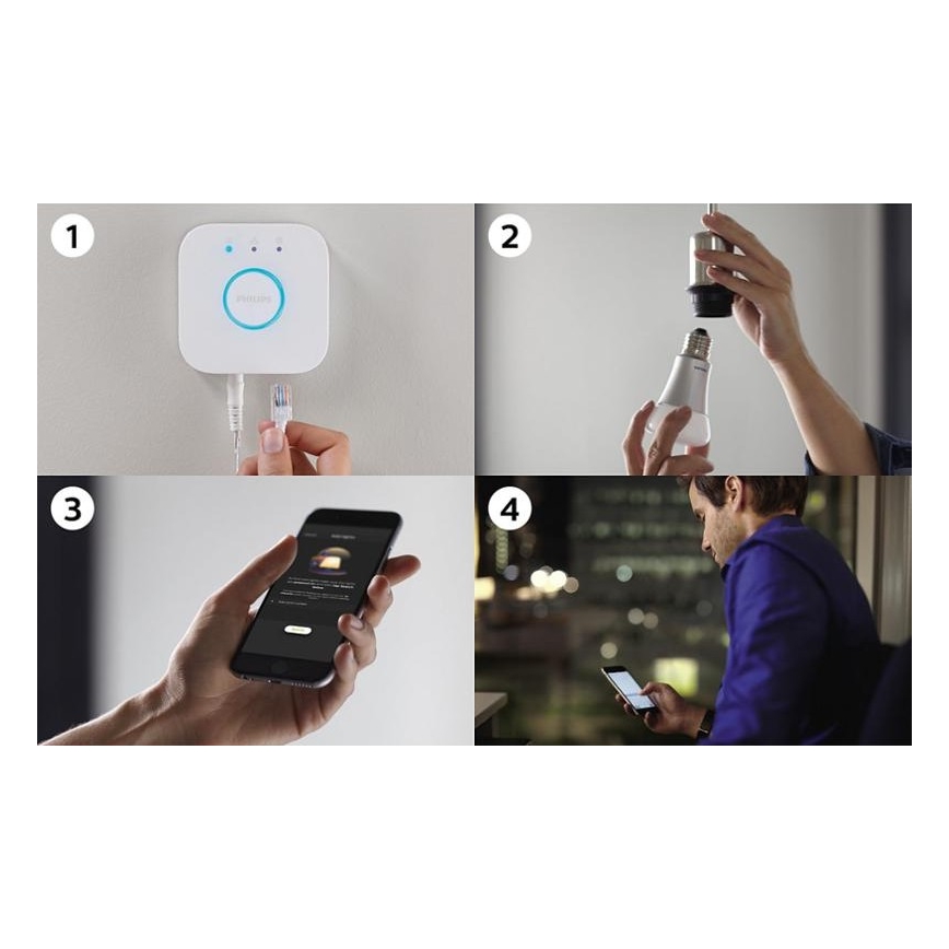 Conjunto básico Philips Hue STARTER KIT WHITE 3xE27/9W + dispositivo de ligação 2700K