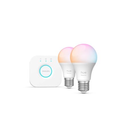 Kit básico Philips Hue White And Color Ambiance Essential 2xE27/8W/230V 2200-6500K + dispositivo de ligação