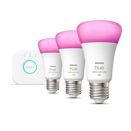 Conjunto básico Philips Hue WHITE AND COLOR AMBIANCE 3xE27/9W/230V 2000-6500K + dispositivo de interconexão