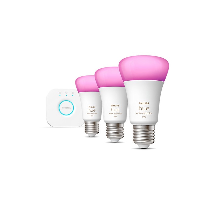 Conjunto básico Philips Hue WHITE AND COLOR AMBIANCE 3xE27/9W/230V 2000-6500K + dispositivo de interconexão