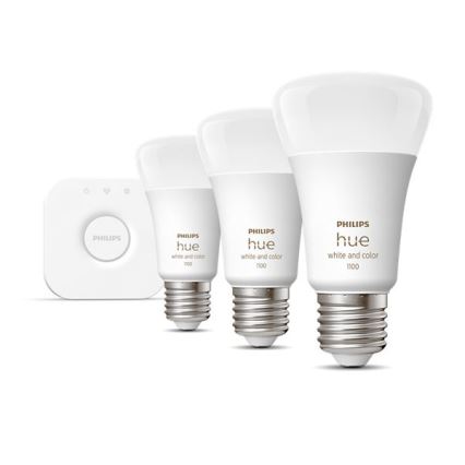 Conjunto básico Philips Hue WHITE AND COLOR AMBIANCE 3xE27/9W/230V 2000-6500K + dispositivo de interconexão