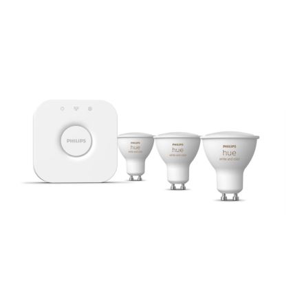 Conjunto básico Philips Hue WHITE AND COLOR AMBIANCE 3xGU10/5,7W/230V 2000-6500K + um dispositivo para conectar