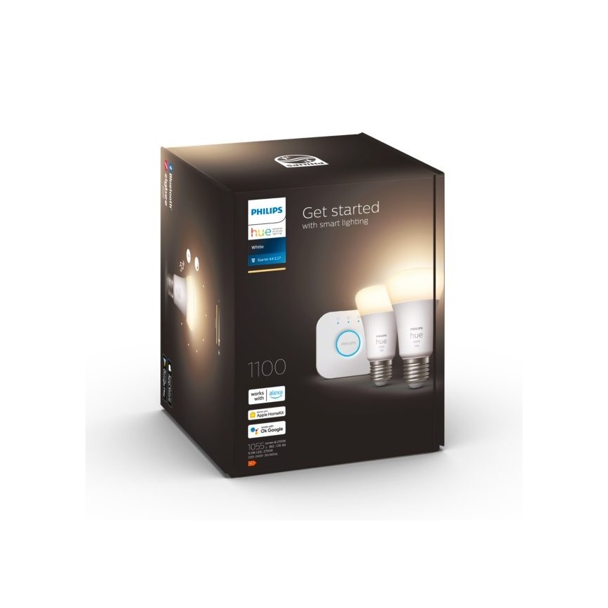 Conjunto básico Philips Hue WHITE 2xE27/9,5W 2700K + dispositivo de interligação