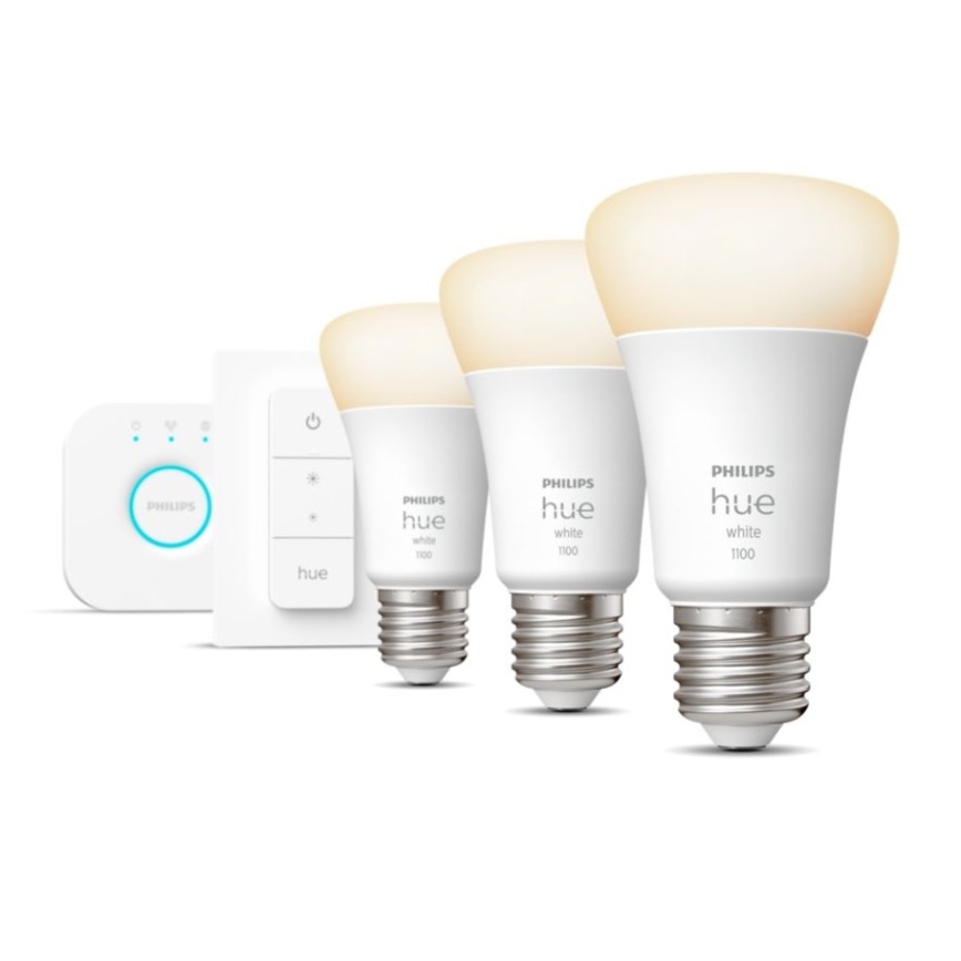 Conjunto básico Philips Hue WHITE 3xE27/9,5W 2700K + dispositivo de interligação