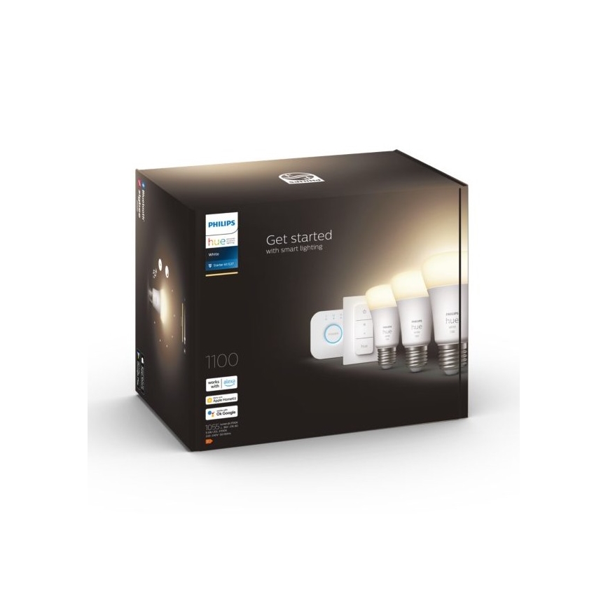 Conjunto básico Philips Hue WHITE 3xE27/9,5W 2700K + dispositivo de interligação
