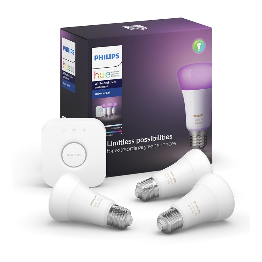 Conjunto básico Philips Hue WHITE AND COLOR AMBIANCE 3xE27/9,5W/230V 2000-6500K
