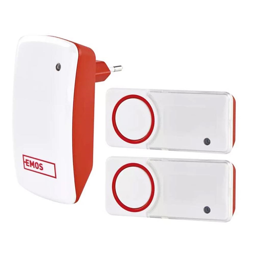 CONJUNTO Campainha sem fios de tomada + 2x botão 230V IP44
