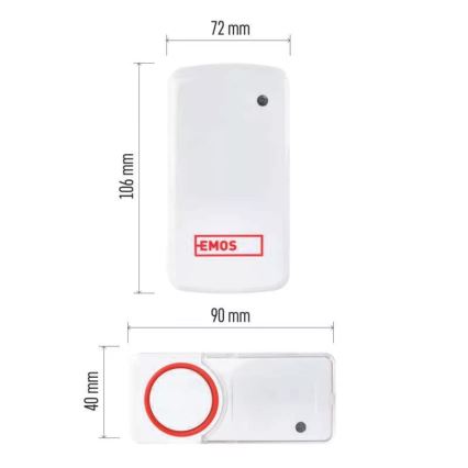CONJUNTO Campainha sem fios de tomada + 2x botão 230V IP44